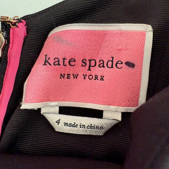 Kate Spade Beau Sweetheart Bow Empire Babydoll Puff Sleeve Black Mini Dress 4 - Picture 9 of 13